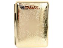 Cigarette Case Metal - Small Medium Size - Arabesque Pattern Gold Anodised Finish - 101 Range