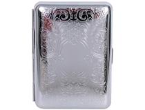 Cigarette Case Metal - Small Medium Size - Silver Arabesque Finish - 101 Range