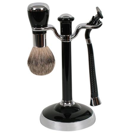 Comoy WG Shave Set Black/Chrome - Soft Touch Brush