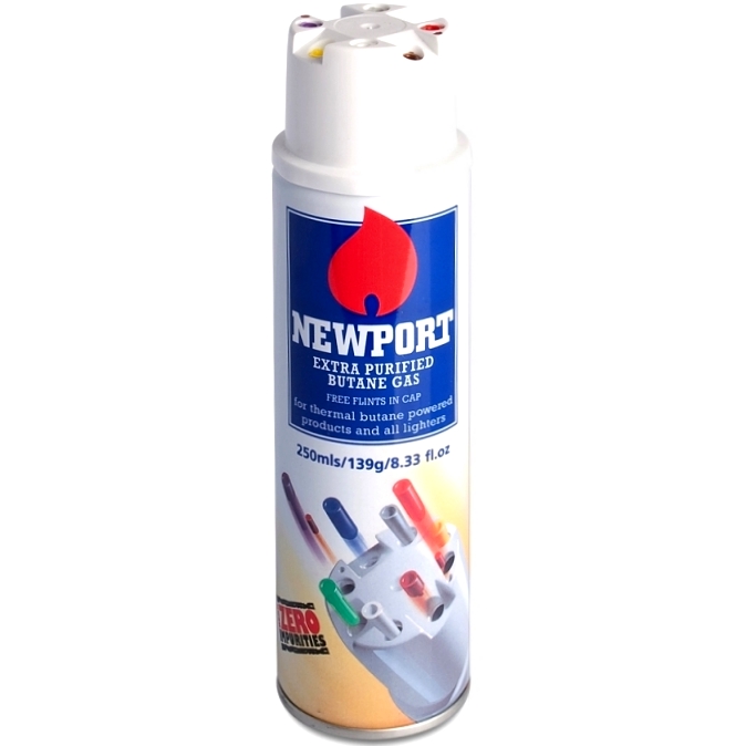 Newport Gas Butane 250ml Refill Can Pipe, Cigar, Cigarette, Shisha