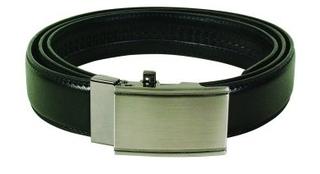 Leather Belt Men's Black with Silver Buckle (135cm)