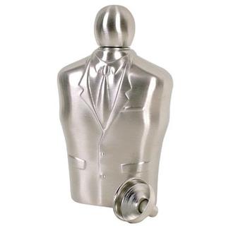Hip Flask Coyote Satin Chrome Suit 6 oz - with Funnel