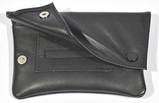 Tobacco Pouch Black Leather Double Black Stud Tapered