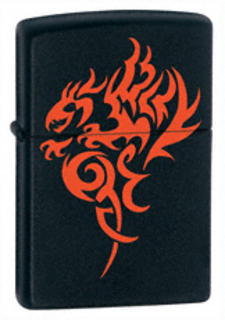 Zippo Black Matte Red Dragon