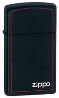 Zippo Black Matte Red Border (Slim)