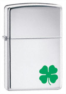 Zippo Chrome High Polish Lucky Shamrock 