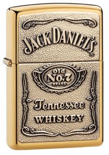 Zippo Brass High Polish Jack Daniels Label Embossed on Brass Chip