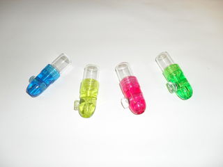 Acrylic Snuff Dispensers Coloured Top (Short Glass Storage Bottle)