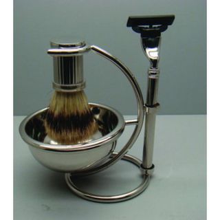 Comoy 3031 Bristle Shave Set Chrome with Bowl