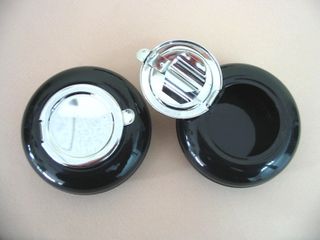 Ashtray Traveller Black  with Chrome Lid 60mm Diameter