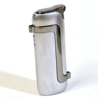 Gas Lighter Single Jet - Satin Chrome with Gunmetal Detail