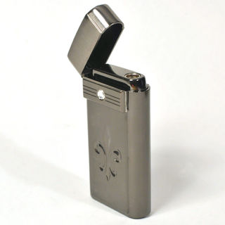 Gas Lighter Nobilis Brand Single Jet - with Engraved Fleur-de-Lis