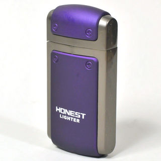 Gas Lighter Honest Brand Single Jet - Satin Gunmetal and Deep Purple Textured Body