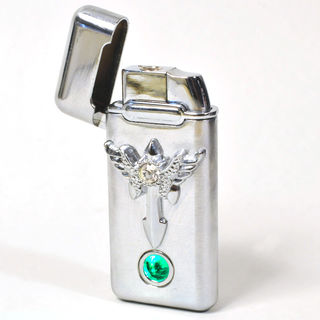 Gas Lighter Single Jet - High Polish Chrome with Wings