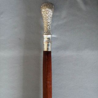 Walking Stick (One Piece) - Engraved Silver Handle (Knob)