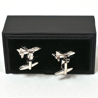 Cufflinks Chrome Metal Jet Fighter