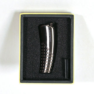 Gas Lighter Honest Brand Single Jet - High Polish and Satin Gunmetal with Perforated Panel (Boxed)