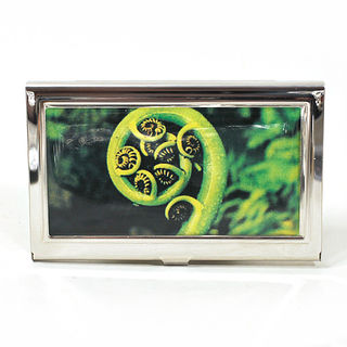 Card Holder High Polish Chrome Metal New Zealand Fern Koru