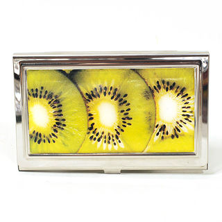 Card Holder High Polish Chrome Metal New Zealand Kiwifruit Slices