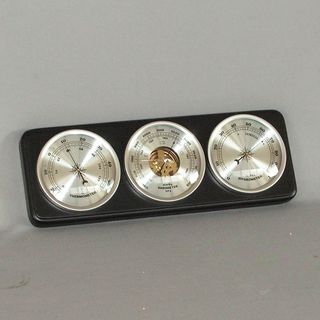 Barometer/Hygrometer/Thermometer Horizontal (Black Stain)