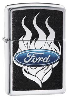 Zippo Ford Flames High Polish Chrome