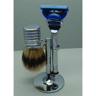 Comoy 3025  Bristle Shaving Set Chrome (Gillette Fusion Blade)