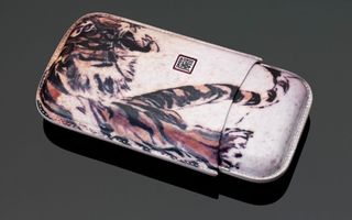 Tattoo Leather Cigar Case (3 Sticks) - Tiger