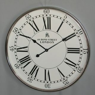 Nickel Bezel Clock -  68x6cm -  With Glass - Bond Street, London