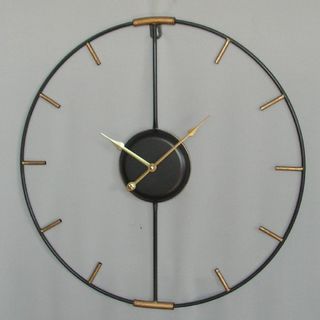 Metal Silhouette Clock - Black and Gold - 60cm