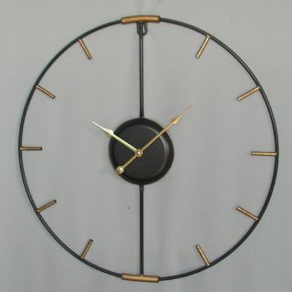 Metal Silhouette Clock - Black and Gold - 60cm