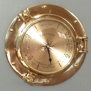 Solid Brass Porthole Tide Clock  (23 cm Diameter)