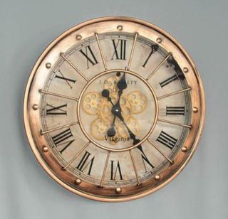 Wall Clock Anodised Copper Gears (59 cm Diameter)