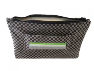 Tobacco Pouch Brown/Black Checked Leather Zippered