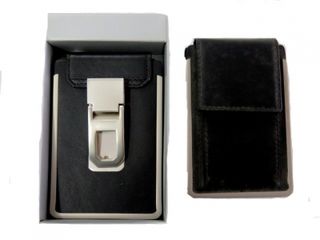 Card Holder Black Leather with Belt Clip