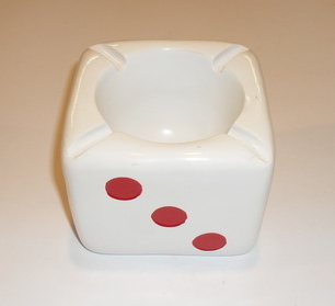 Cubic Ashtray Acrylic Dice Red Dots on White