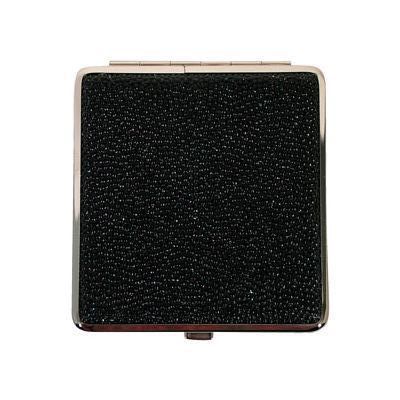 Cigarette Case Metal - Large Medium Size - Black Leatherette Sparkle Finish