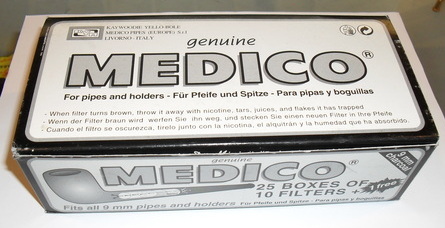Medico 9mm Pipe Filters (Charcoal) Carton of 25 Packs