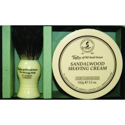 Taylors Sandalwood Shaving Cream & Badger Brush Set - Gift Box