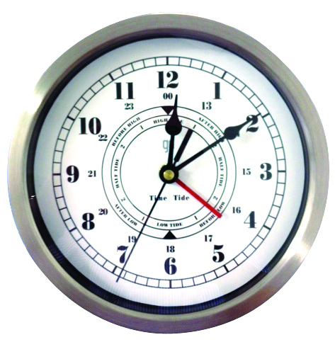 Chrome Anodised Time and Tide Clock (200mm Diameter)