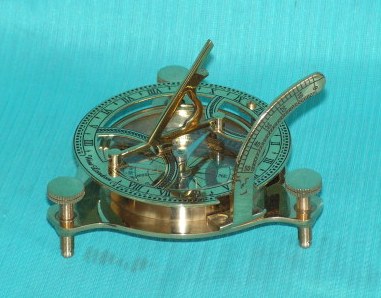 Brass Replica Compass and Sundial (110mm Diameter)