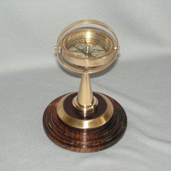 Brass Replica Gimballed Compass (17cm High)