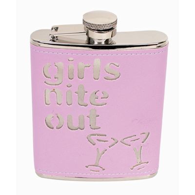 Hip Flask Coyote Plain Chrome 6 oz Pink Girls Nite Out