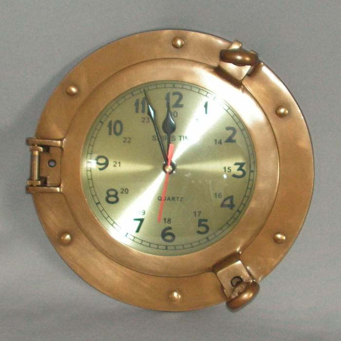 Brass Porthole Clock (230mmm Diameter)