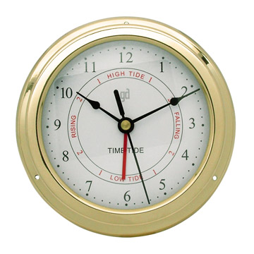 Brass Anodised Time and Tide Clock (150mm Diameter)