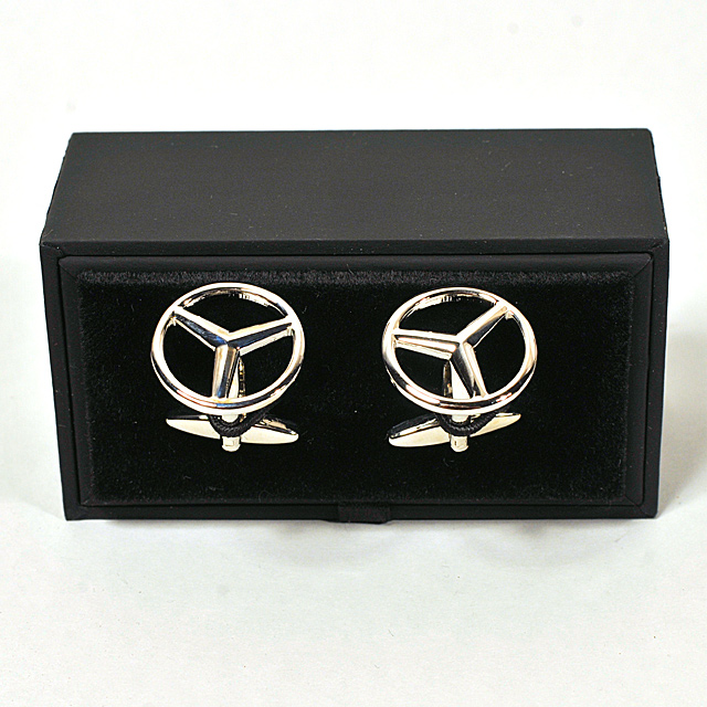 Cufflinks Chrome Metal Mercedes-Benz Logo
