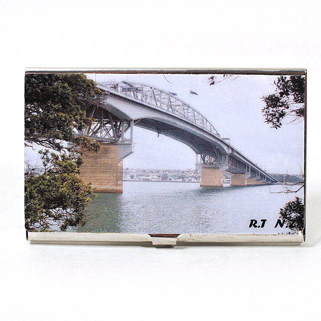 Card Holder High Polish Chrome Metal Auckland Harbour Bridge
