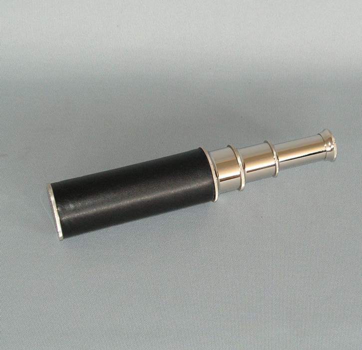 Telescope Brass Replica Nickel-Plated with Black Leather cover (14cm Long)