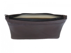 Tobacco Pouch Brown Leather Zippered Top.