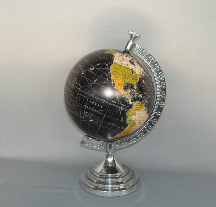 Rotating Coloured Globe in Cast Aluminium Stand (36cm High)