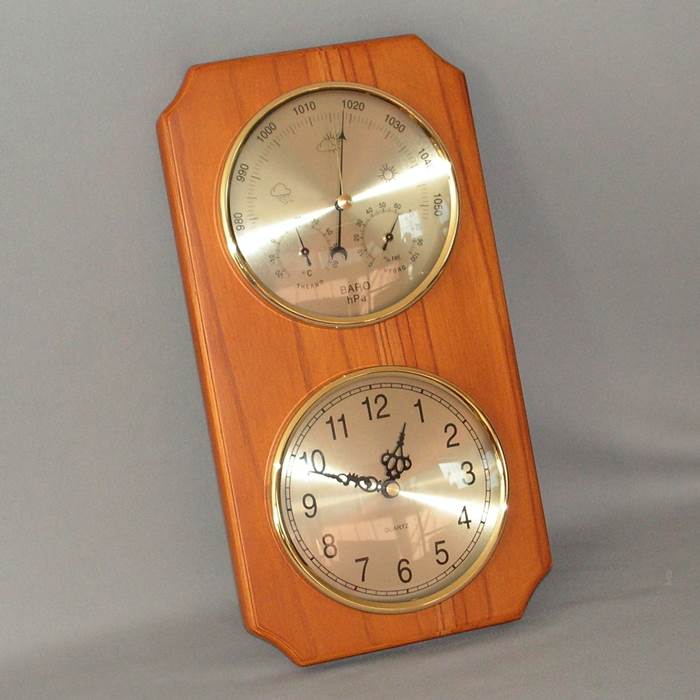 Barometer/Hygrometer/Thermometer and Clock (Rimu Stain)